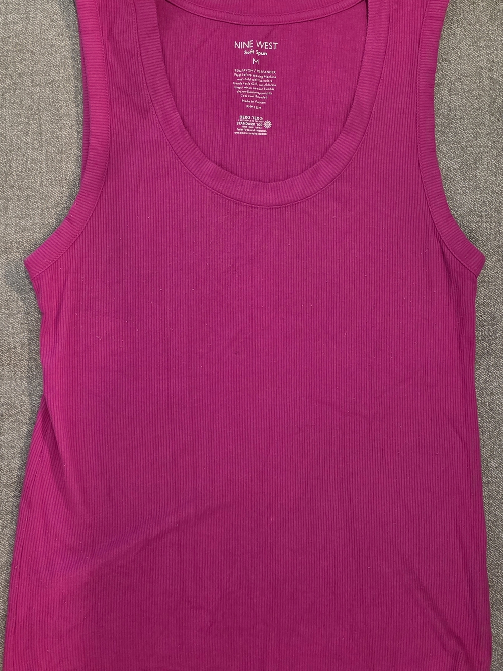 Nine West Magenta Ribbed Scoop Tank Top Size M